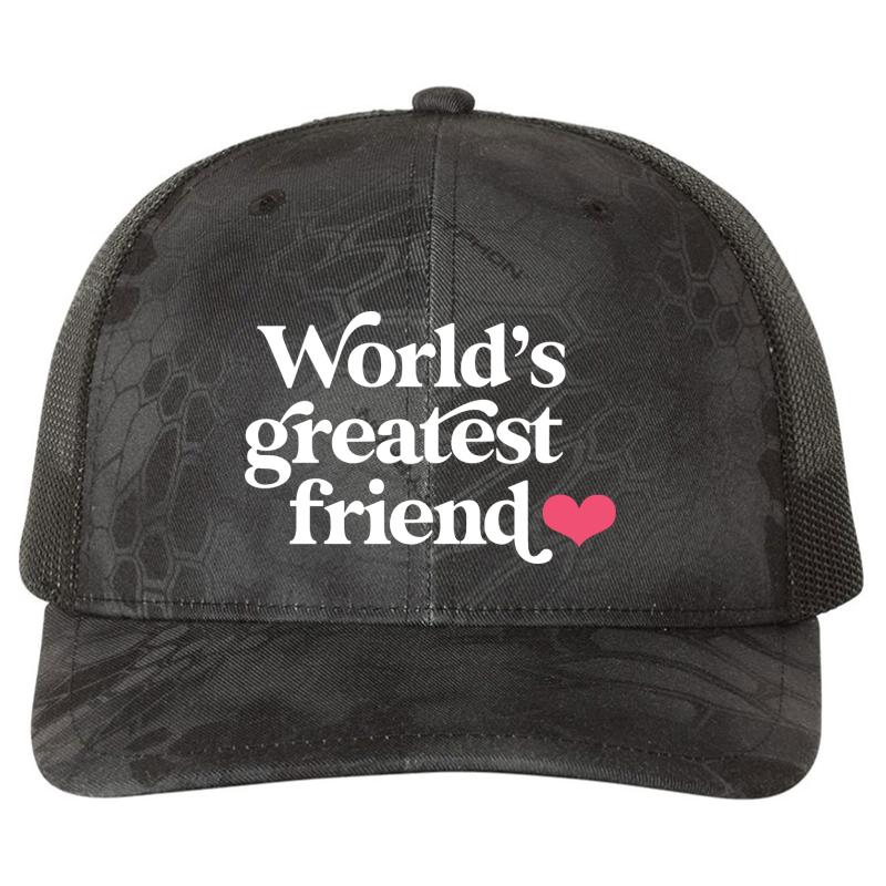 World's Greatest Friend Richardson Premium Trucker Snapback Cap  Kryptek Typhon Black