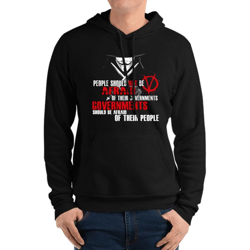 V For Vendetta Guy Fawkes Conspiracy Quote Unisex Hooded Sweatshirt Men Black