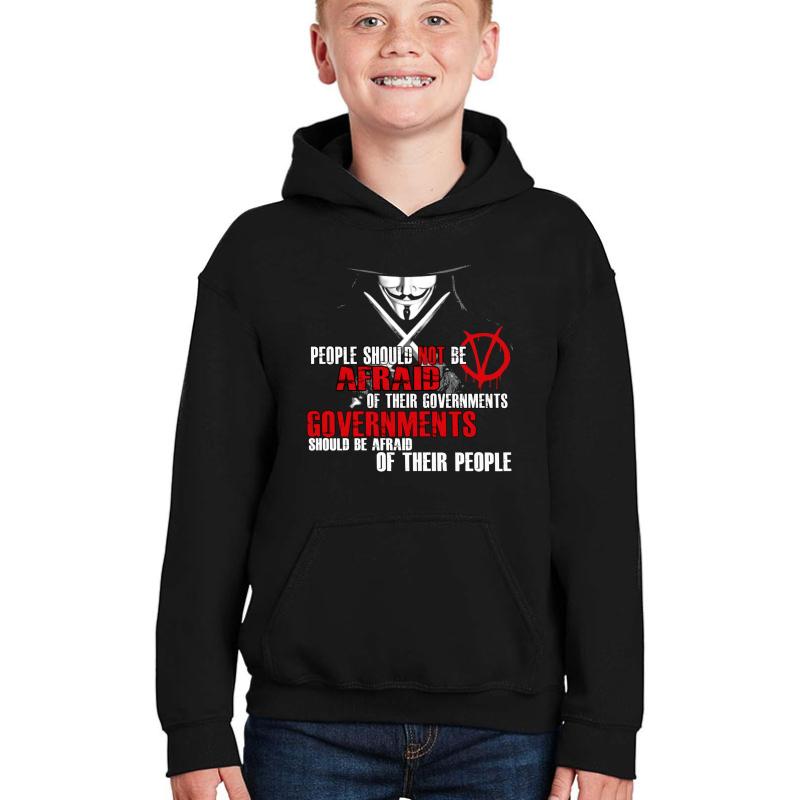 V For Vendetta Guy Fawkes Conspiracy Quote Youth Hooded Sweatshirt Boy Black