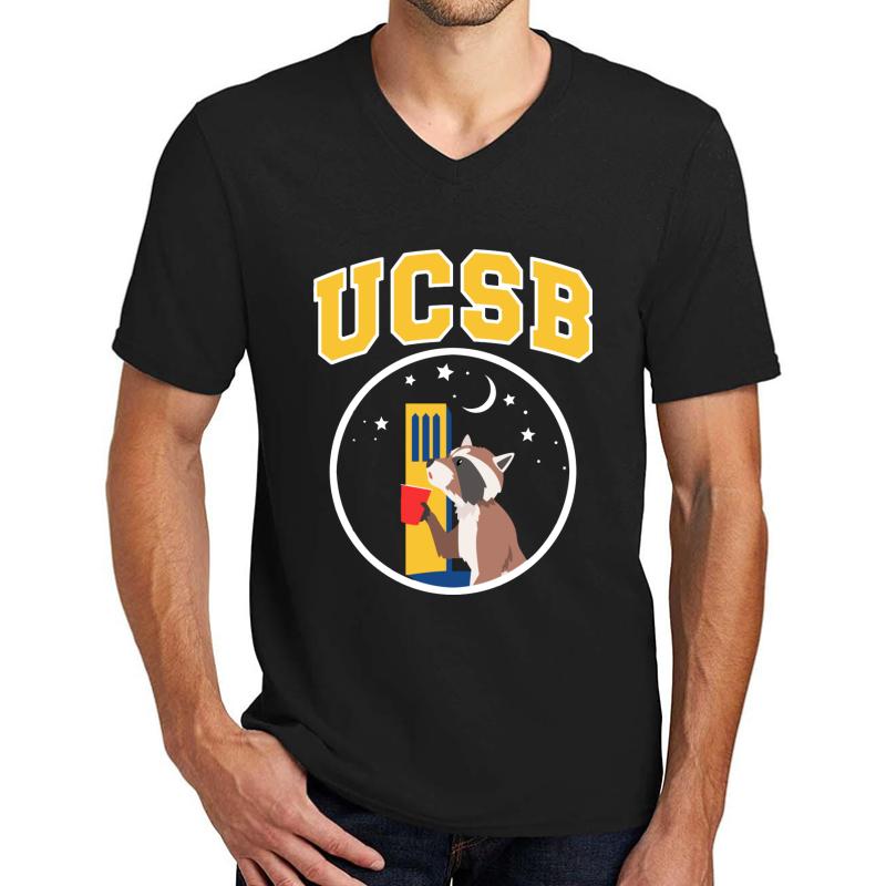 Ucsb Raccoon Unisex V-Neck T-Shirt Men Black