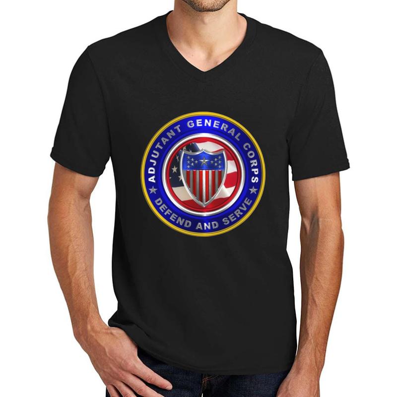 Adjutant General Corps Unisex V-Neck T-Shirt Men Black