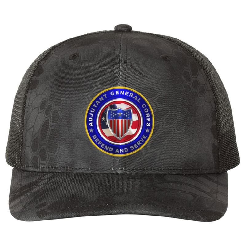 Adjutant General Corps Richardson Premium Trucker Snapback Cap  Kryptek Typhon Black