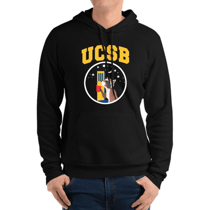 Ucsb Raccoon Navy  Unisex Hooded Sweatshirt Men Black