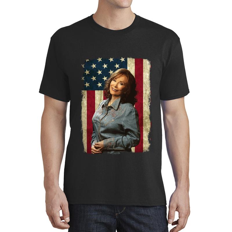 Vintage American Flag Loretta Lynn Legend Unisex T-Shirt Men Black