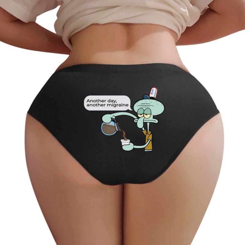 Another Day Another Migraine Relatable Squidward Women Underwear Panties Women Black