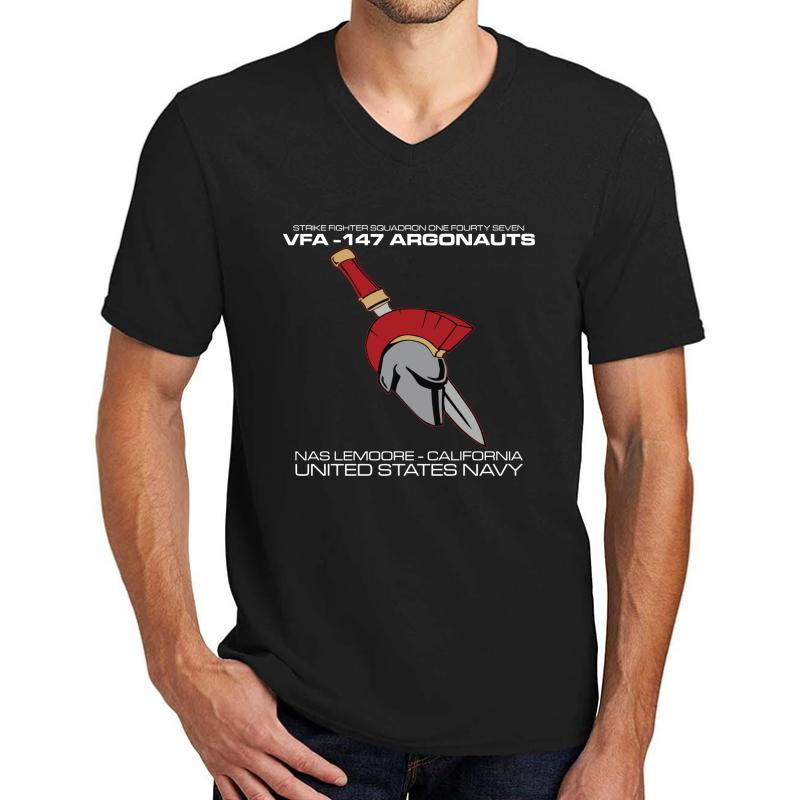 Vfa-147 Argonauts United States Navy Strike Fighter Squadron Unisex V-Neck T-Shirt Men Black