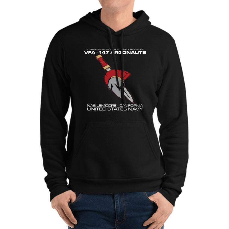 Vfa-147 Argonauts United States Navy Strike Fighter Squadron Unisex Hooded Sweatshirt Men Black