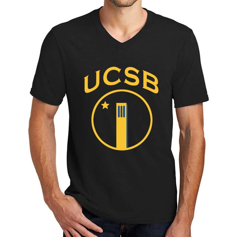 Ucsb Golden State Storke Tower Unisex V-Neck T-Shirt Men Black