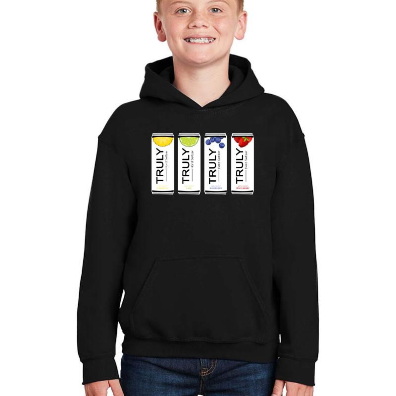 Truly Hard Seltzer Variety Pack Youth Hooded Sweatshirt Boy Black