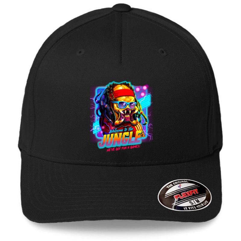 Welcome To The Jungle The Predator Retro Flexfit Baseball Cap  Black