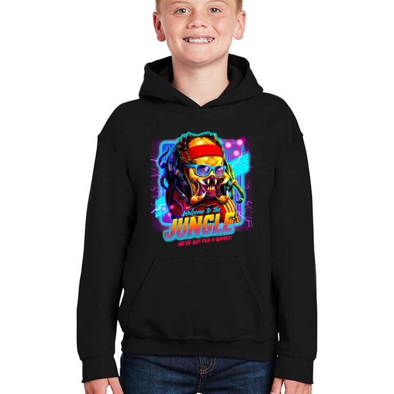 Welcome To The Jungle The Predator Retro Youth Hooded Sweatshirt Boy Black