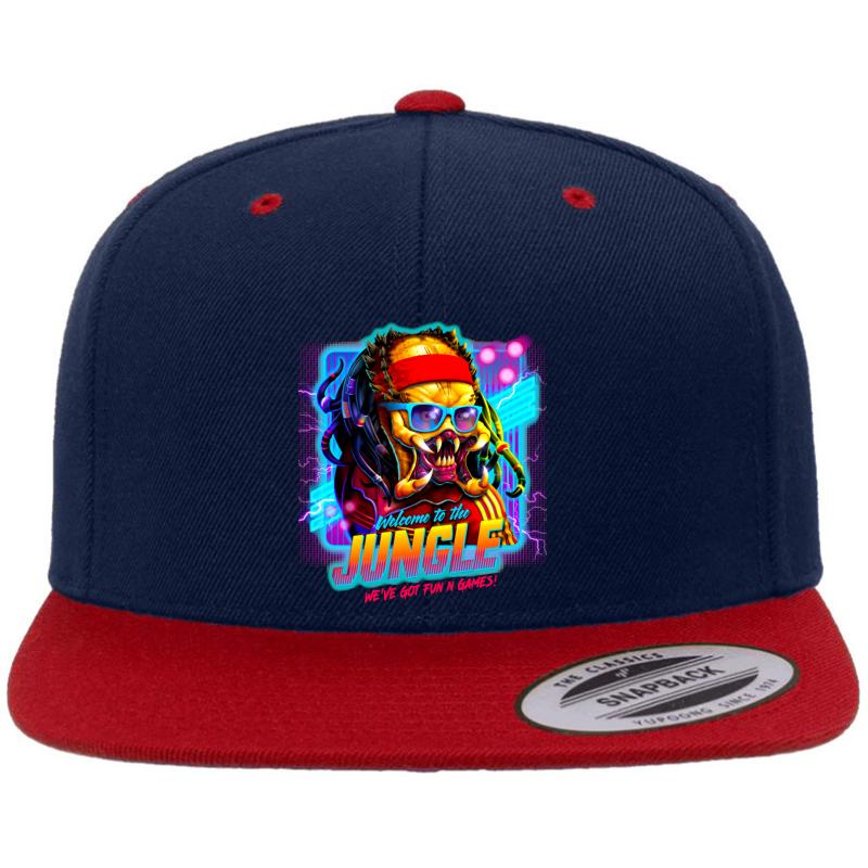 Welcome To The Jungle The Predator Retro Premium Flat Bill Snapback Cap  Navy