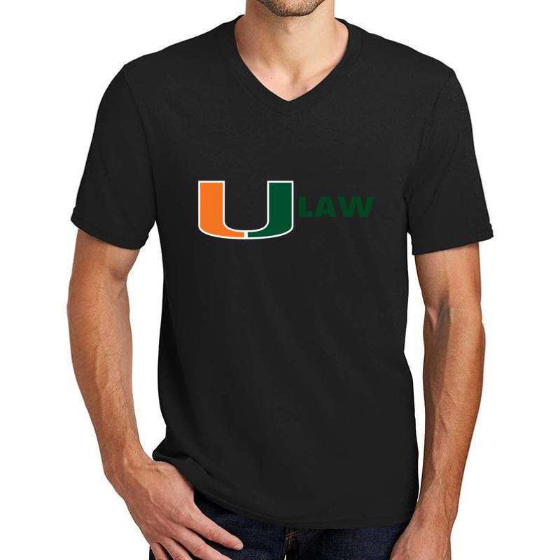 University Of Miami Law Unisex V-Neck T-Shirt Men Black