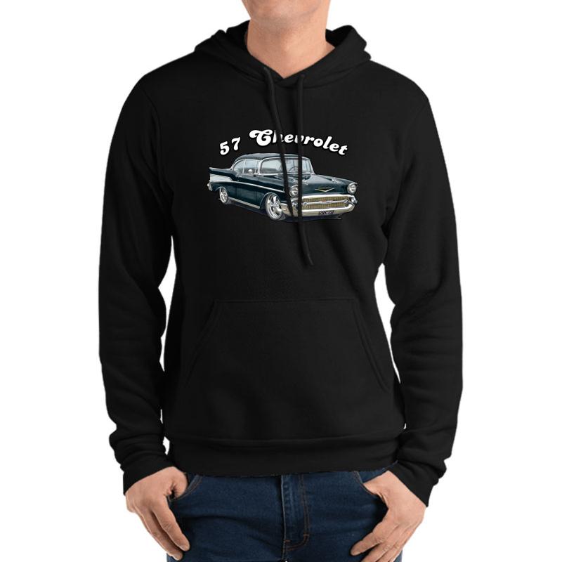 1957 Chevrolet Bel Air Design Unisex Hooded Sweatshirt Men Black