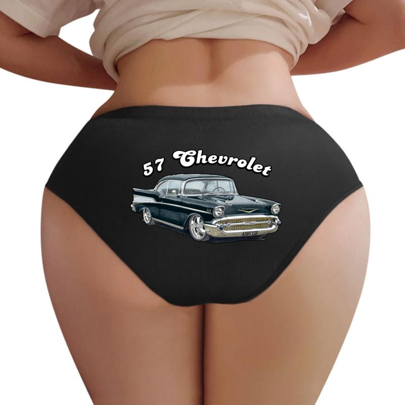 1957 Chevrolet Bel Air Design Women Underwear Panties Women Black