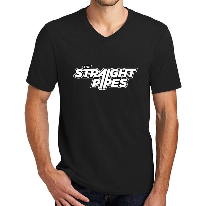 The Straight Pipes Unisex V-Neck T-Shirt Men Black