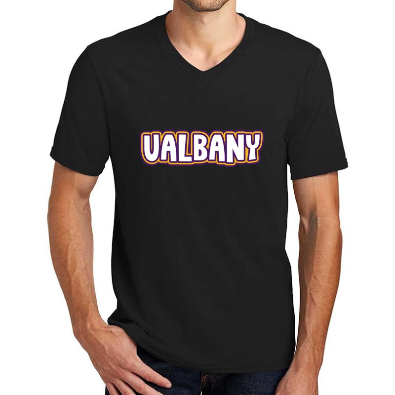 Ualbany University Of Albany Unisex V-Neck T-Shirt Men Black