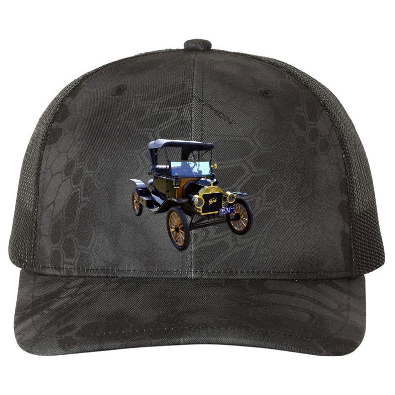 1914 Model T Ford Antique Car Richardson Premium Trucker Snapback Cap  Kryptek Typhon Black