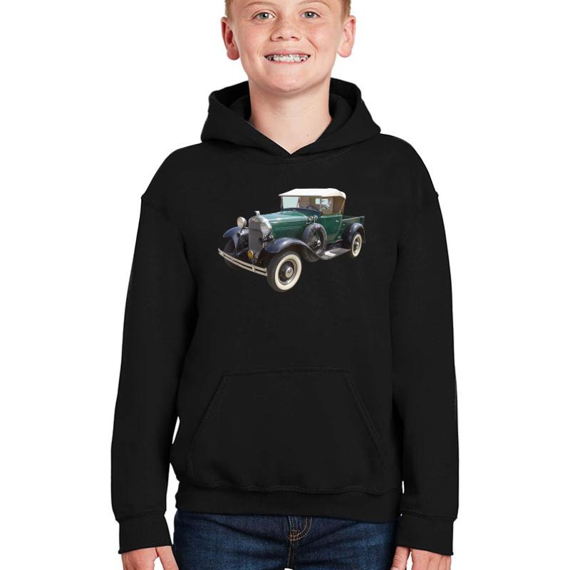 1930 Ford Model A Antique Pickup Truck Youth Hooded Sweatshirt Boy Black