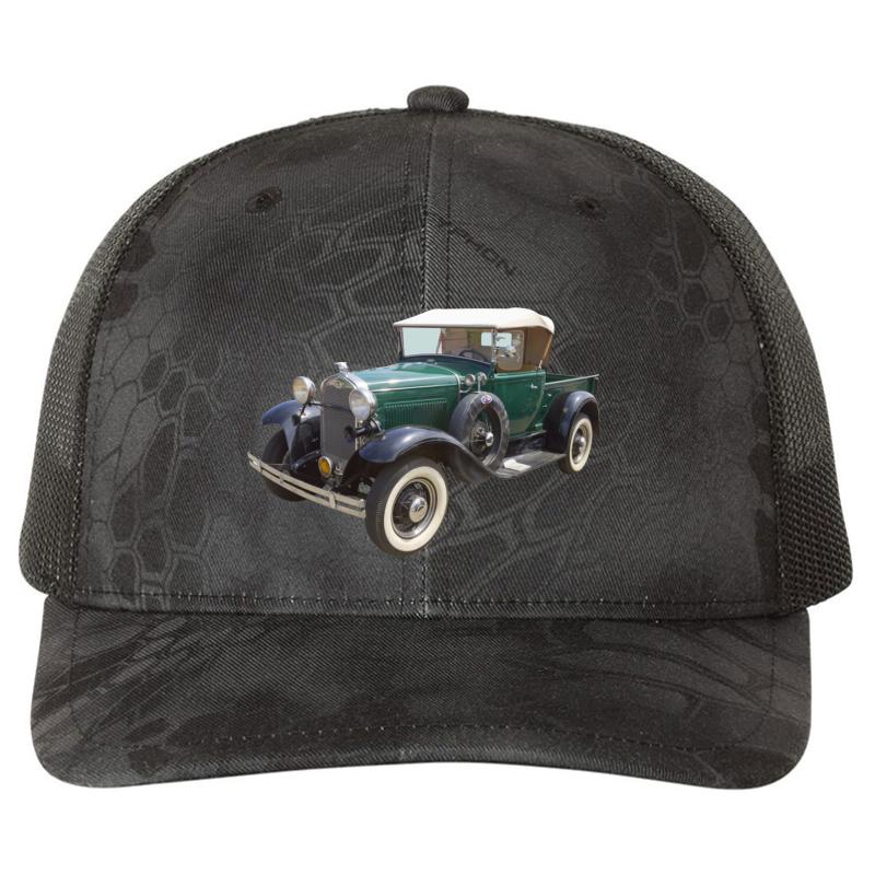 1930 Ford Model A Antique Pickup Truck Richardson Premium Trucker Snapback Cap  Kryptek Typhon Black