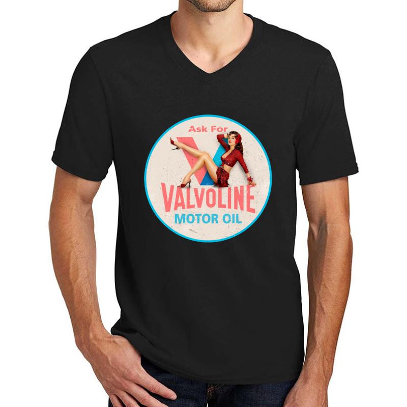 Valvoline Pin Up Vintage Sign Unisex V-Neck T-Shirt Men Black