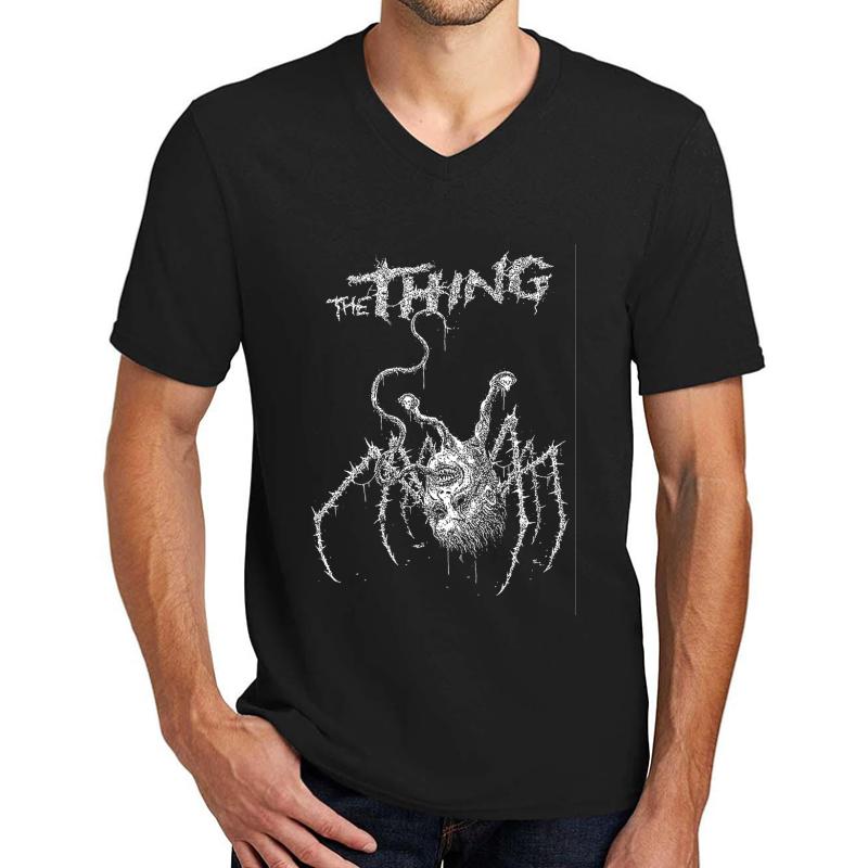 The Thing Classic Cult Horror Design Unisex V-Neck T-Shirt Men Black