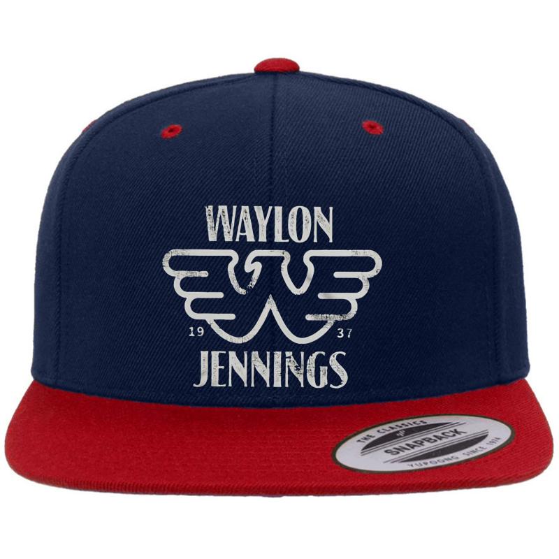 Waylon Jennings Premium Flat Bill Snapback Cap  Navy