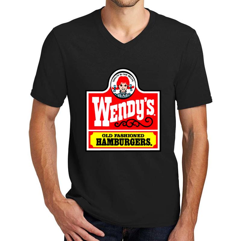 Wendy's Hamburgers Unisex V-Neck T-Shirt Men Black