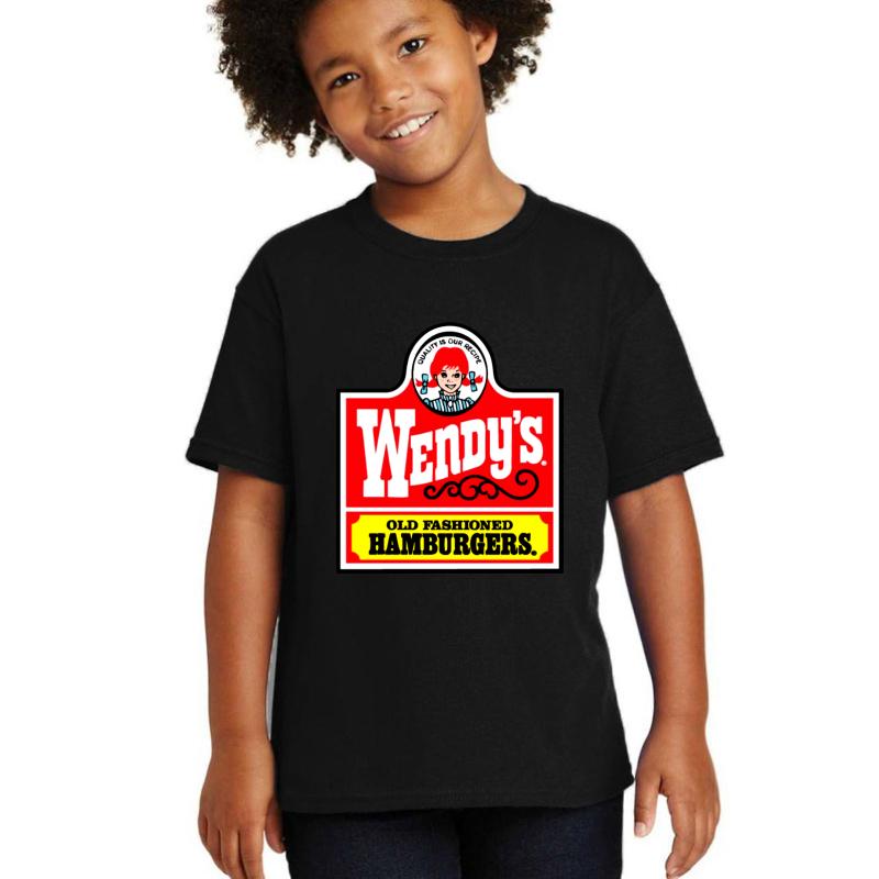 Wendy's Hamburgers Youth T-Shirt Boy Black