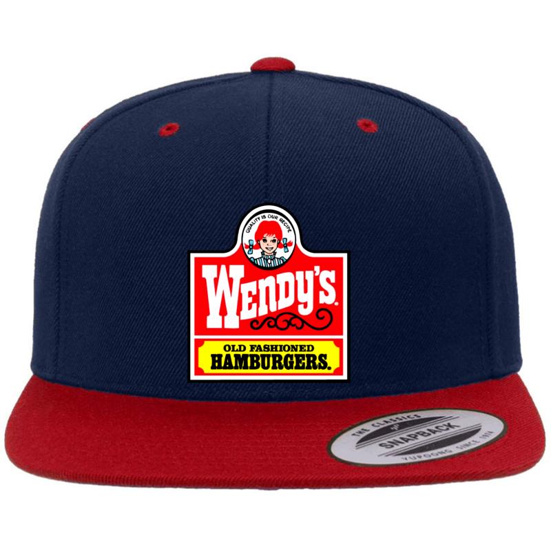 Wendy's Hamburgers Premium Flat Bill Snapback Cap  Navy