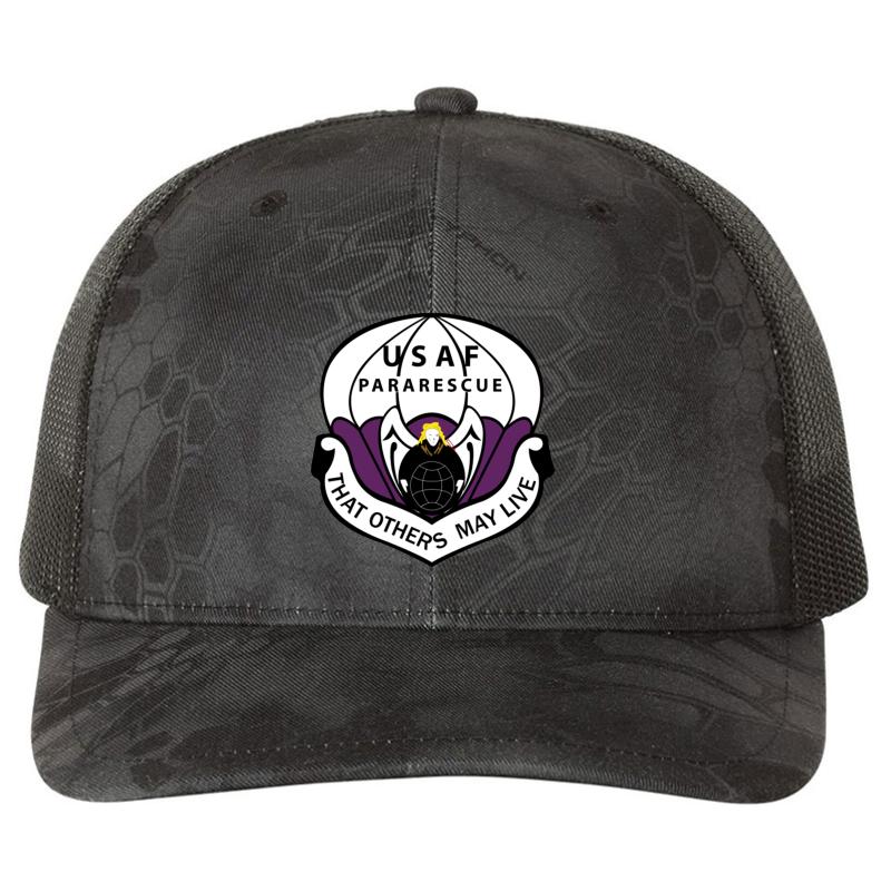 Air Force Pararescue That Others May Richardson Premium Trucker Snapback Cap  Kryptek Typhon Black