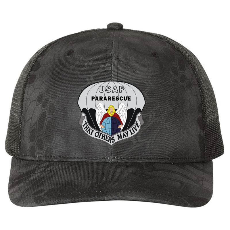 Air Force Pararescue That Others May Richardson Premium Trucker Snapback Cap  Kryptek Typhon Black