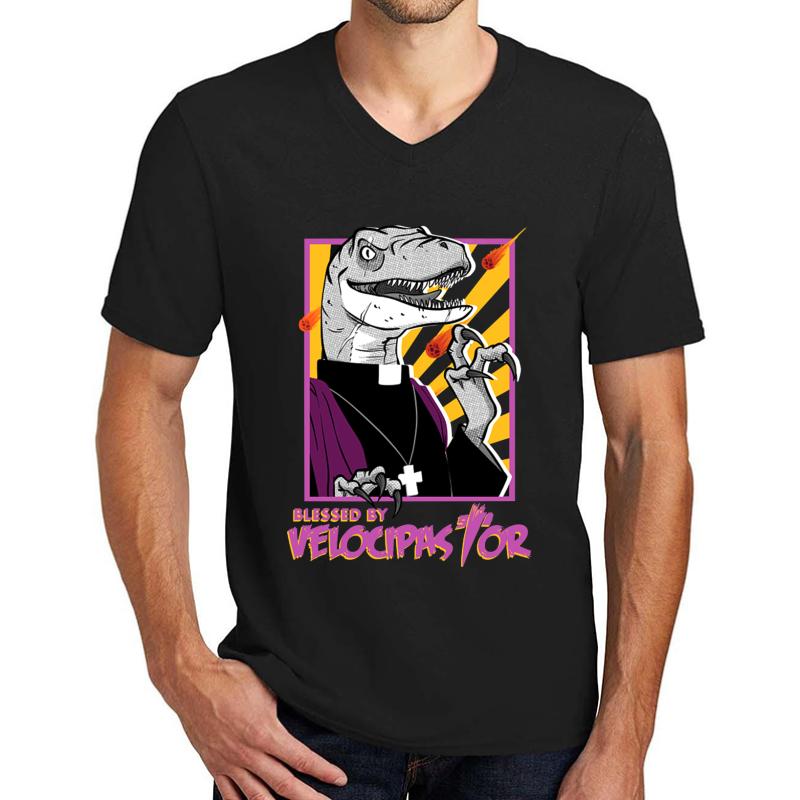 Velocipastor  Unisex V-Neck T-Shirt Men Black