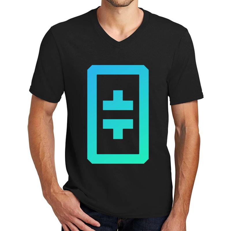 Theta Crypto Classic Logo Unisex V-Neck T-Shirt Men Black