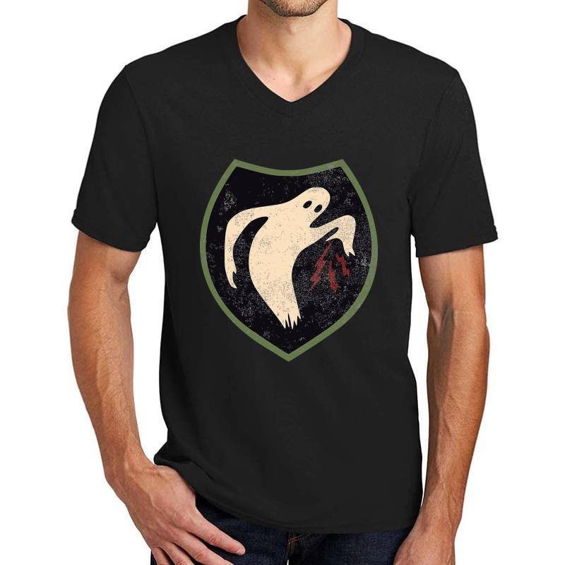 Ww2 The Ghost Army Patch Distressed Small Logo  Unisex V-Neck T-Shirt Men Black