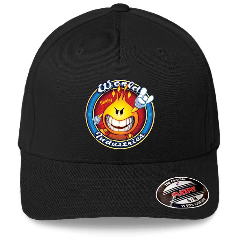 World Industries Flameboy Circle Flexfit Baseball Cap  Black