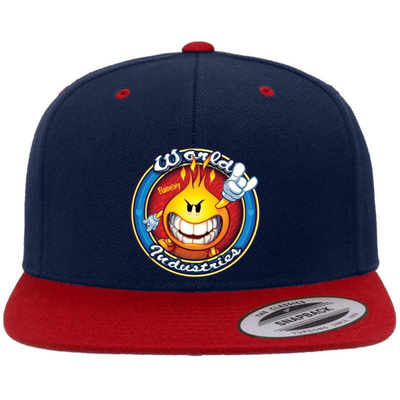 World Industries Flameboy Circle Premium Flat Bill Snapback Cap  Navy