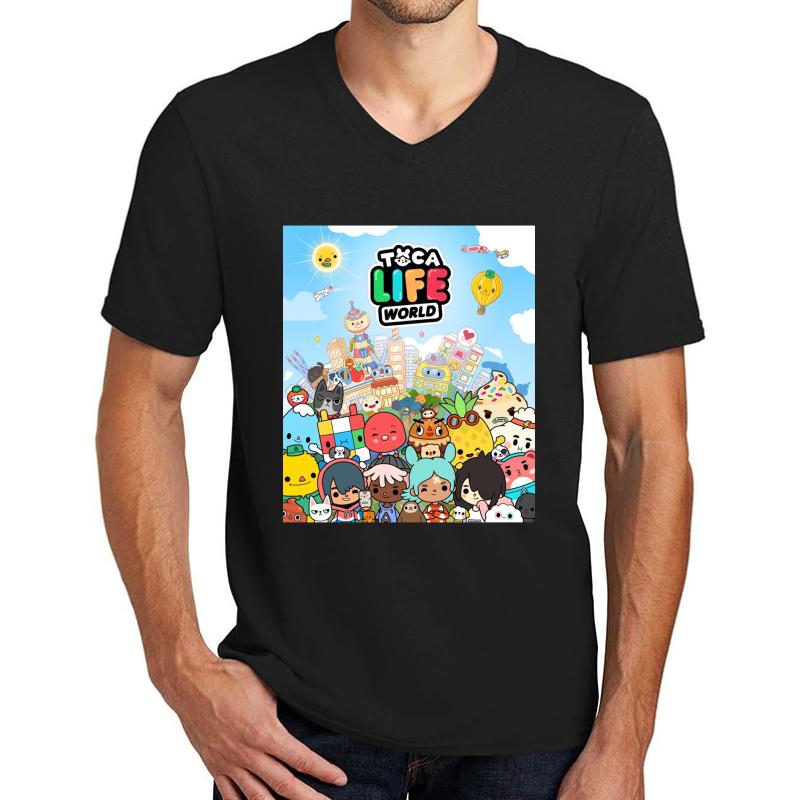 Toca Life World Unisex V-Neck T-Shirt Men Black