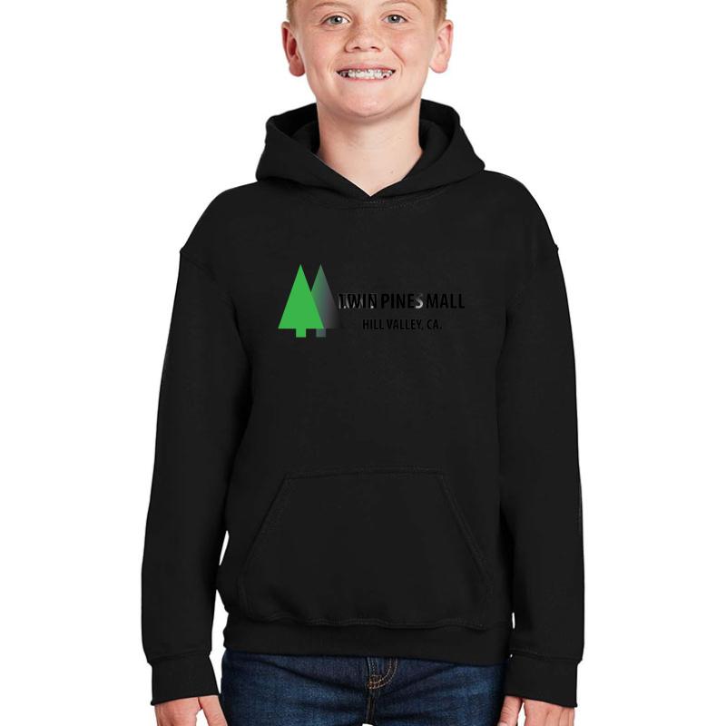 Twin Pines Lone Pine Mall Bttf Optical Illusion Youth Hooded Sweatshirt Boy Black