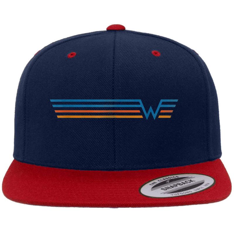 Weezer Color Stripe Christmas Premium Flat Bill Snapback Cap  Navy