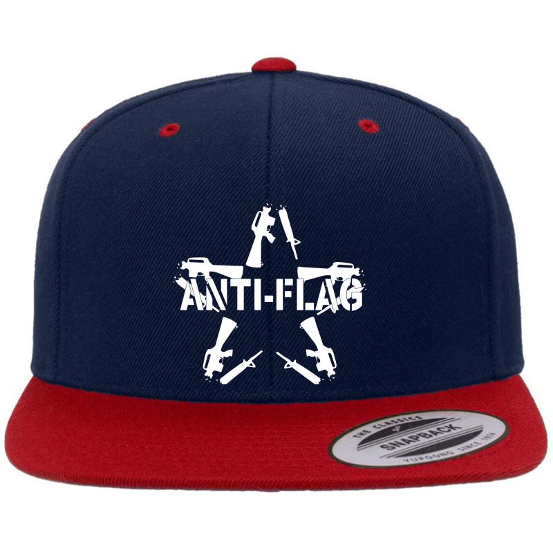 Anti Flag Anti Violence Gun Star Premium Flat Bill Snapback Cap  Navy