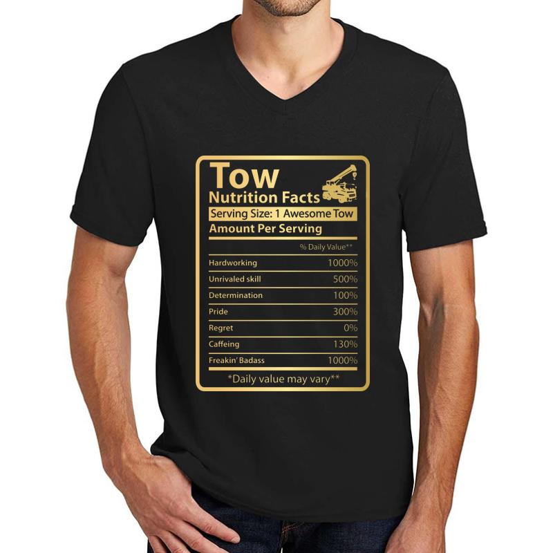 Tow Truck Funny Nutritional Facts Unisex V-Neck T-Shirt Men Black