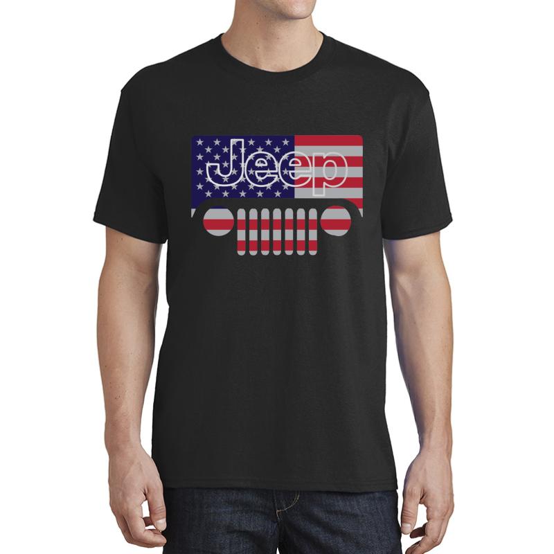 American Flag Jeep Unisex T-Shirt Men Black