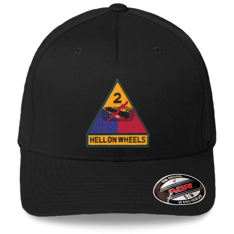 2Nd Armored Division - Hell On Wheels Flexfit Baseball Cap  Black