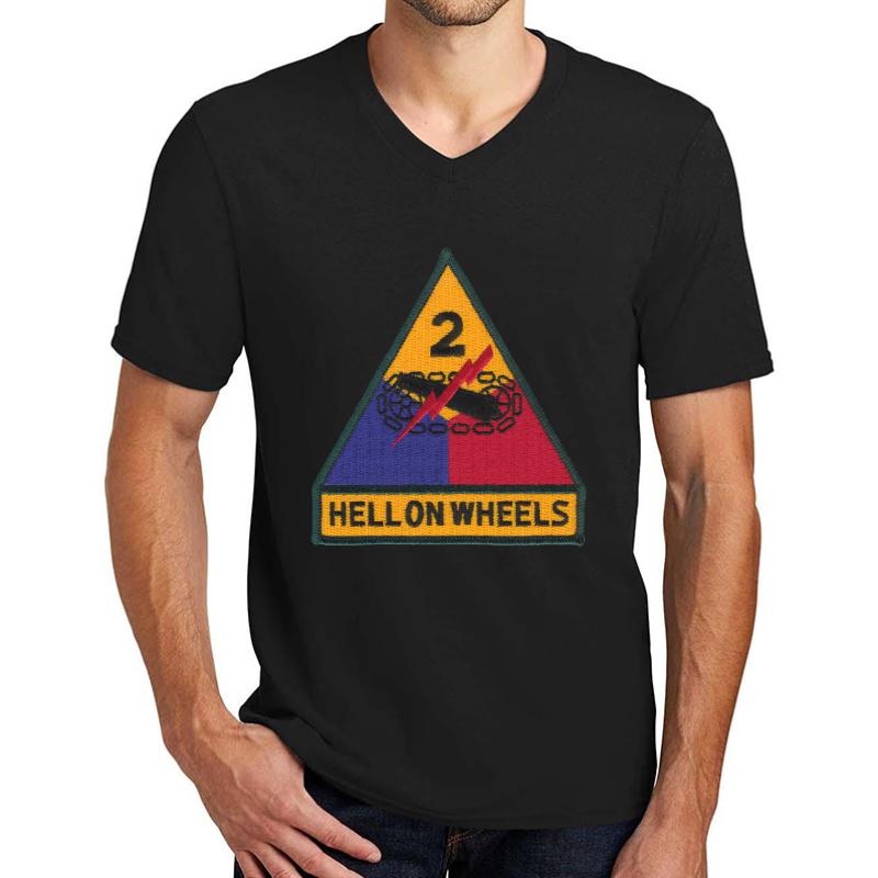 2Nd Armored Division - Hell On Wheels Unisex V-Neck T-Shirt Men Black