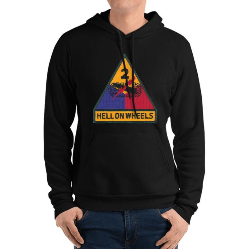 2Nd Armored Division - Hell On Wheels Unisex Hooded Sweatshirt Men Black