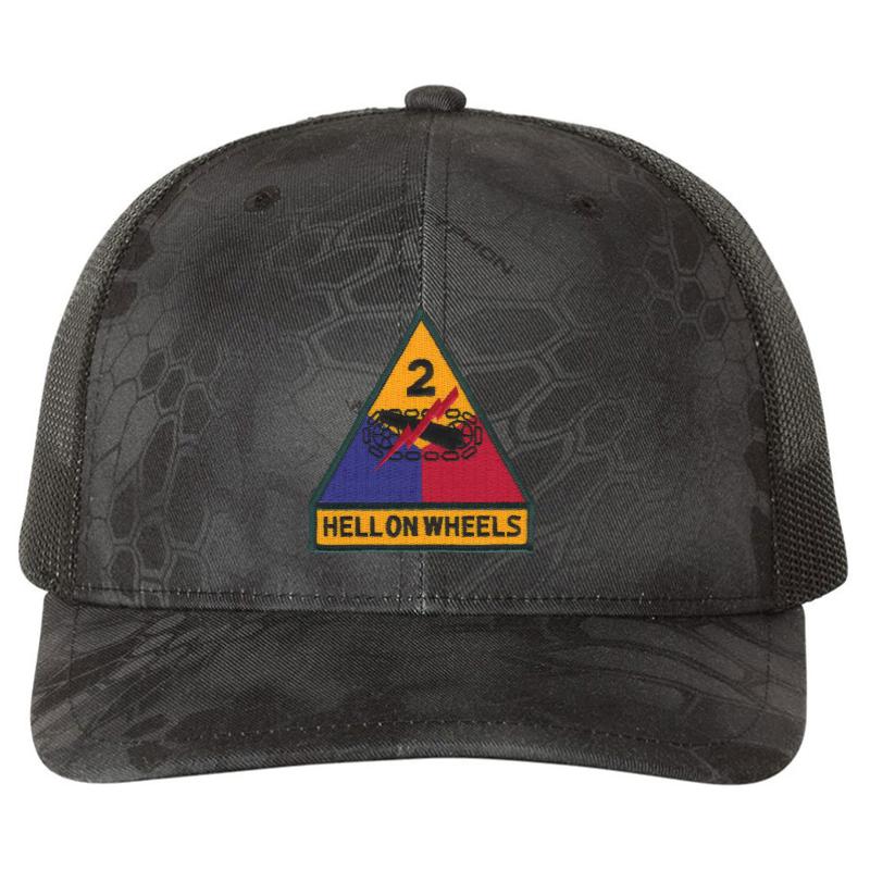 2Nd Armored Division - Hell On Wheels Richardson Premium Trucker Snapback Cap  Kryptek Typhon Black