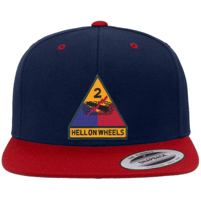 2Nd Armored Division - Hell On Wheels Premium Flat Bill Snapback Cap  Navy