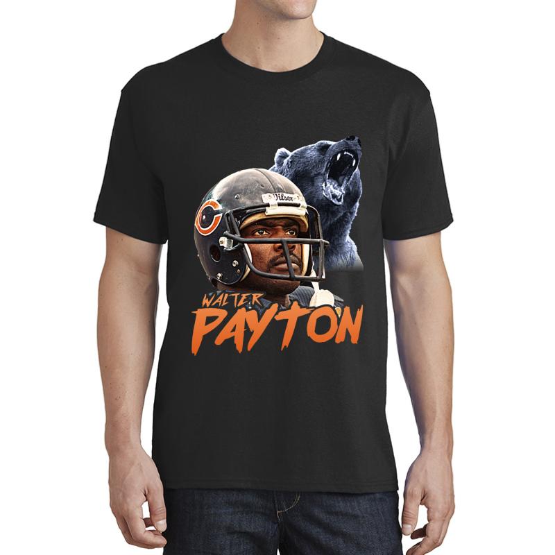 Walter Payton Vintage Chicago Bears Fan Design  Unisex T-Shirt Men Black