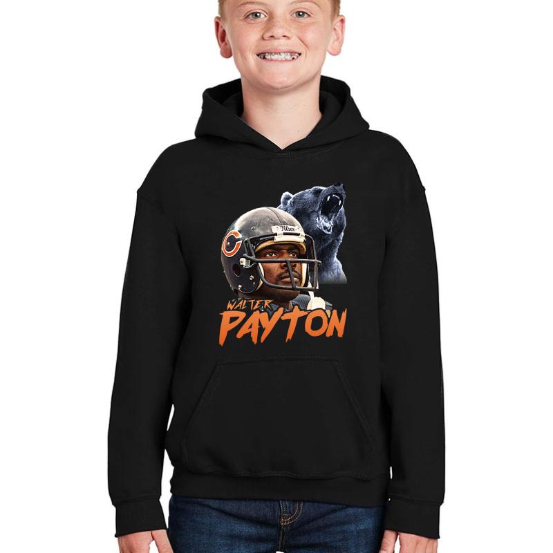 Walter Payton Vintage Chicago Bears Fan Design  Youth Hooded Sweatshirt Boy Black